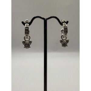 Disney Rhinestone Bow Hoop Earrings Silver Tone Licensed Minnie Style